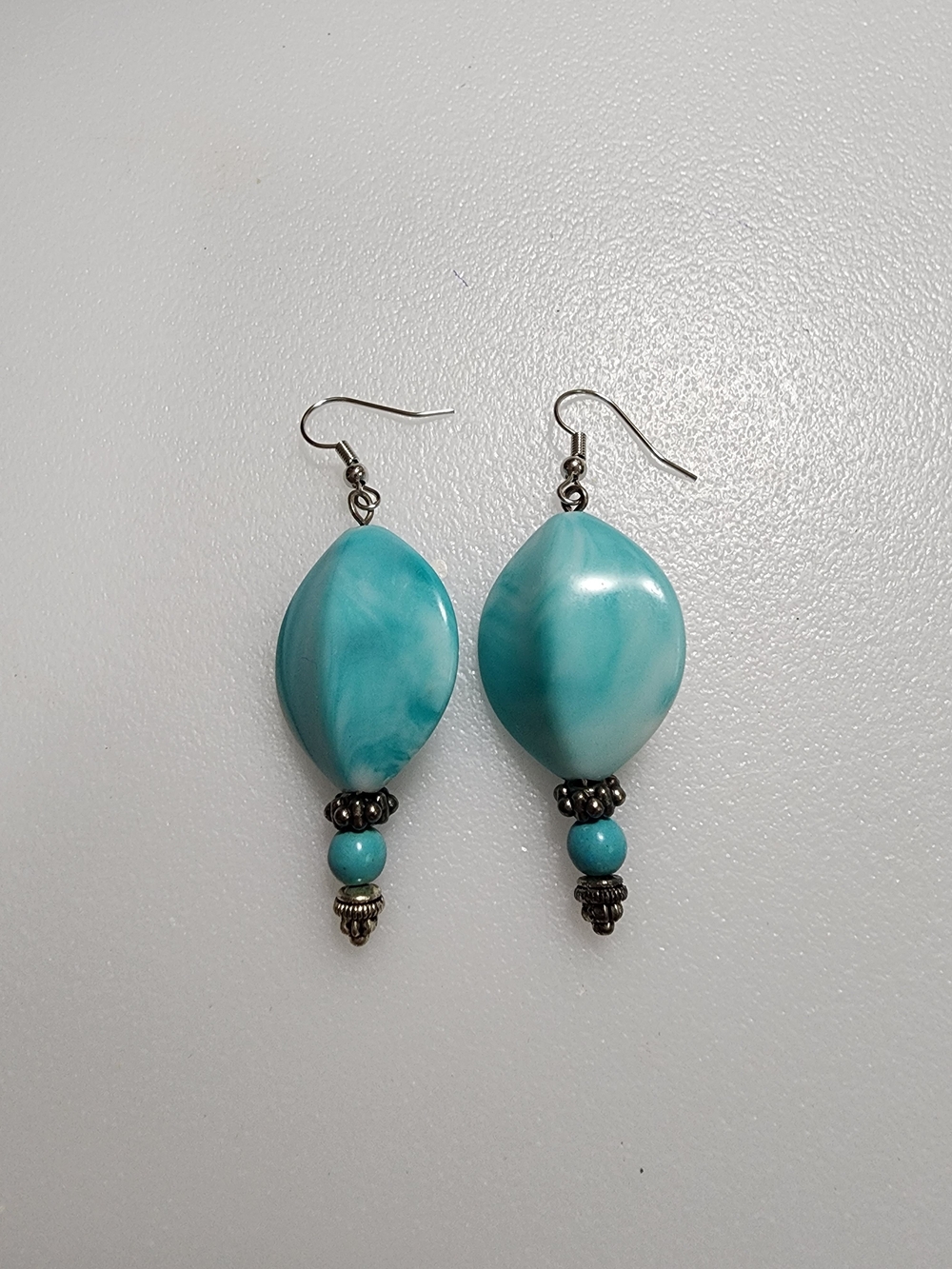 Turquoise Like Blue Bead Drop Earrings